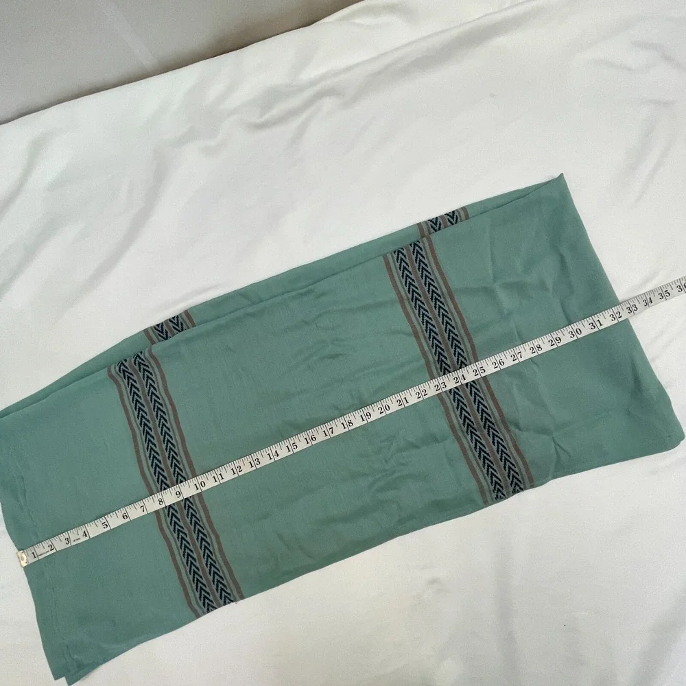 Toad & Co‎ Womens Scarf Green Woven Stripe Wool/Modal Blend Infinity Rectangle